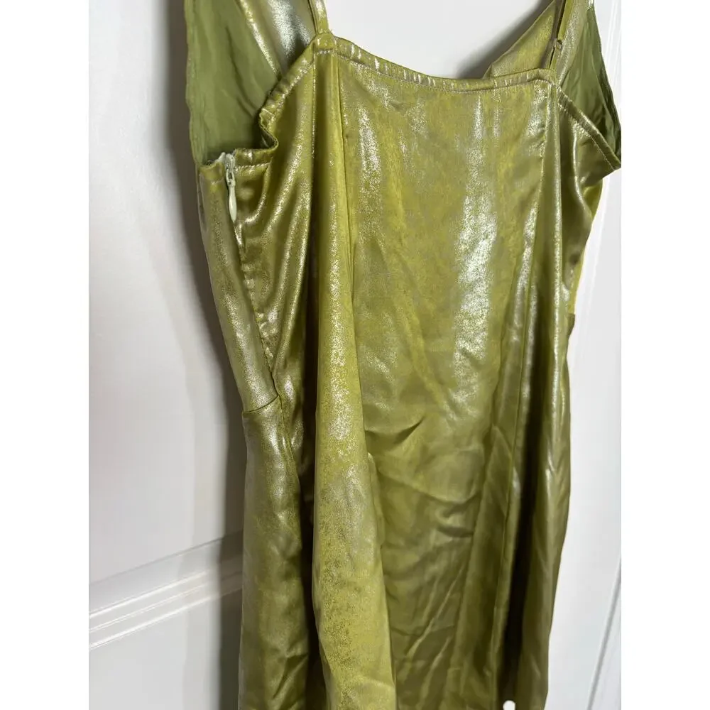 Urban Outfitters Shiny Satin Asymmetrical Mallory Mini Dress Size Small - Picture 8 of 9
